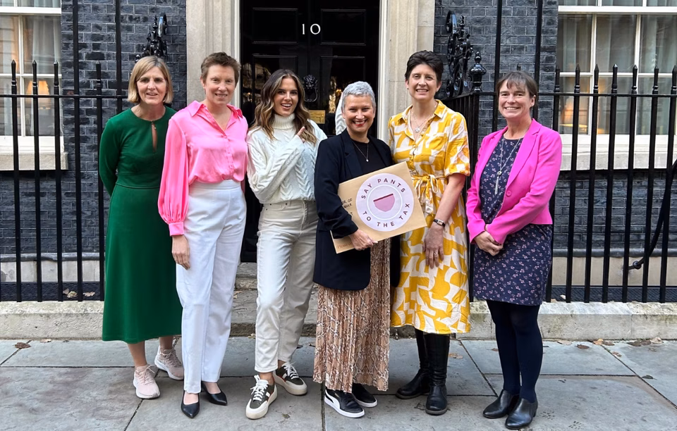 Janet Lindsay CEO at Wellbeing of Women, Tracey Crouch CBE MP, Binky Felstead, Laura Charles Lingerie Director at M&S, Alison Thewliss MP, Selaine Saxby MP