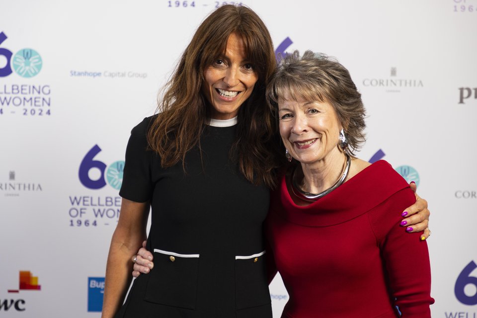 Dame Lesley Regan and Davina McCall smile together at the Diamond Dinner